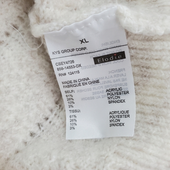 NEW Elodie Ivory Textured Crew Neck Knit Sweater - Picture 5 of 5